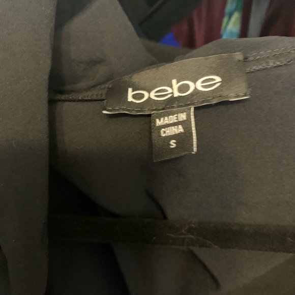 Bebe Ruffle Collar Plunge Wrap Dress Black S goth chic - Picture 4 of 6